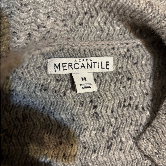 J Crew Mercantile Heather Gray Lambswool knit  mid- length sweater coat sz med - Picture 5 of 6